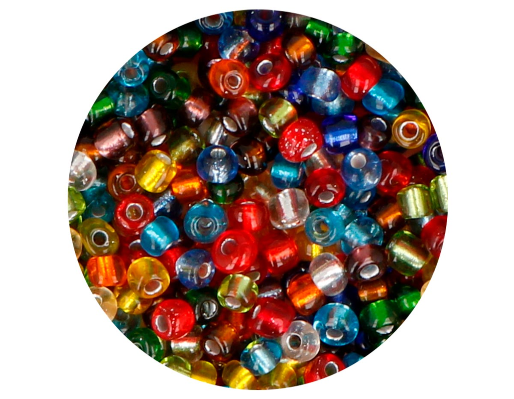 Rocalla Vidrio Redonda Plateada -Colores Surtidos-  3,80 mm. 6/0
