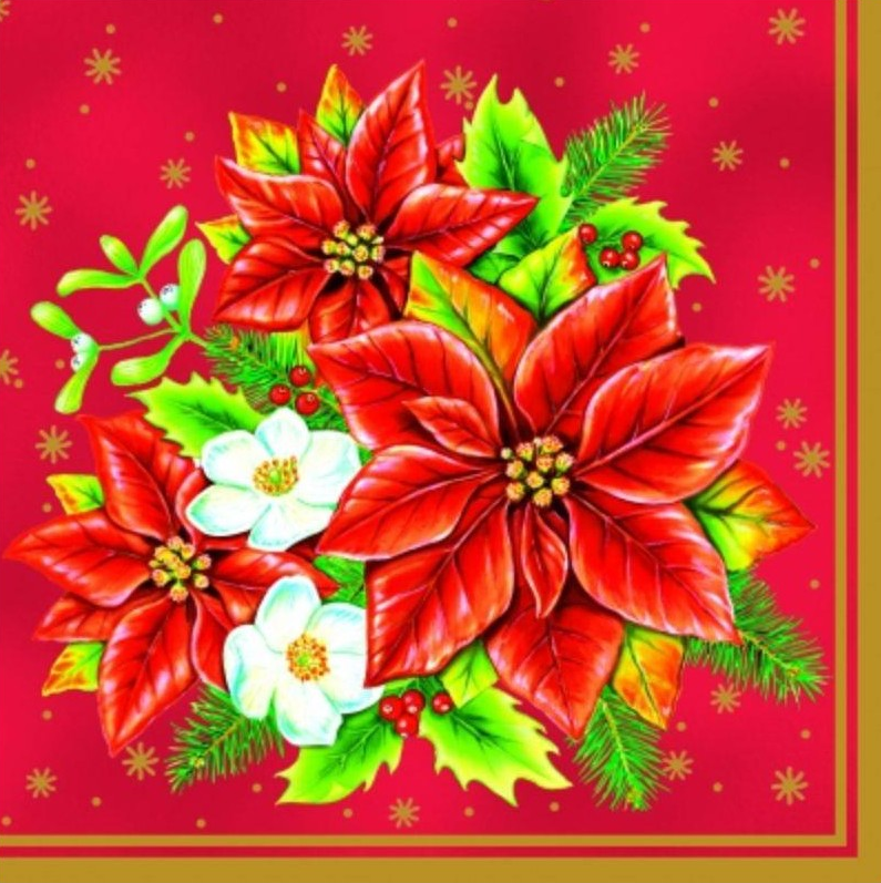 Servilleta 33 x 33 cm. -Flor de Pascua-