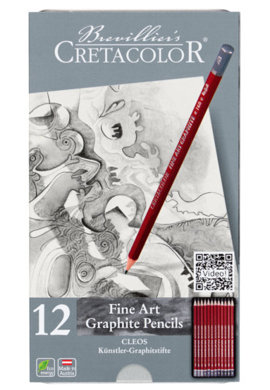 Estuche Metal 12 Lápices Fine Art Grafito -Cleos- Cretacolor