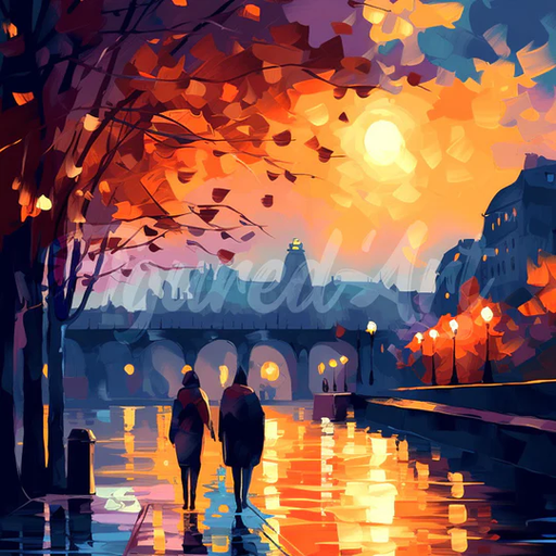 [DP-SFA181-Y] Pintar con Diamantes -Noche Romántica- Bastidor 25 x 25 cm. Figured´Art