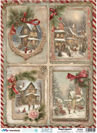 [SPA5520] Papel Arroz Decorado 30x40 cm. -Navidad- Montejo