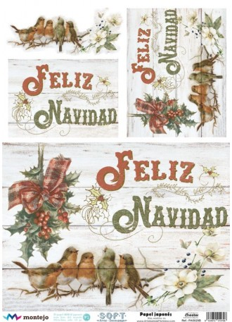 [SPA5020B] Papel Arroz Decorado 30x40 cm. -Navidad- Montejo
