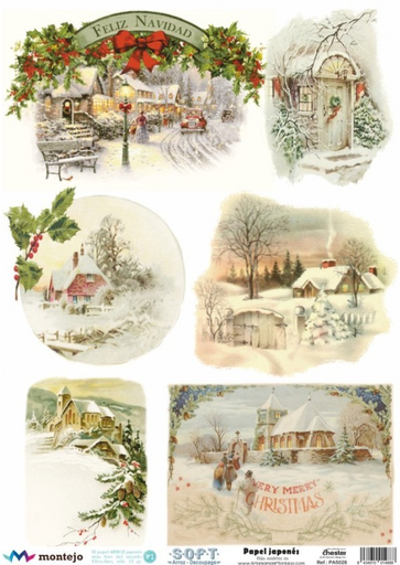 [SPA5028] Papel Arroz Decorado 30x40 cm. -Navidad- Montejo