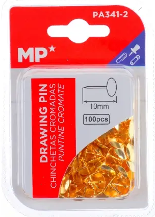 [PA341-2] Chinchetas Metálicas Doradas 9 x 10 mm. (100 pzs.) Main Paper
