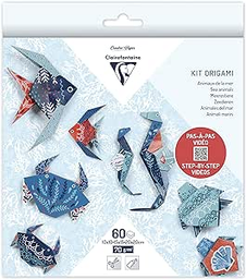 [95367C] Set Papel Origami -Fauna Marina- 60 Hojas 10x10 / 15x15 / 20 cm. 70 gr. Clairefontaine