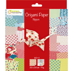 [OR514C] Set Papel Origami -Nippon- 60 Hojas 20 x 20 cm. 70 gr. Avenue Mandarine