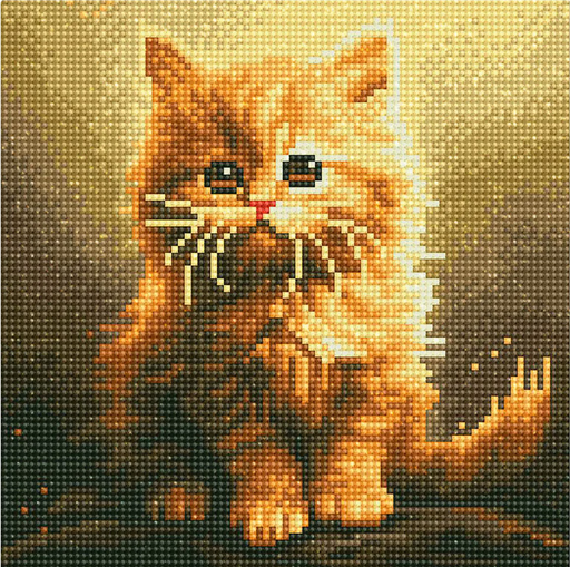 [DP-SFA184-Y] Pintar con Diamantes -Pequeño Gato Naranja- Bastidor 25 x 25 cm. Figured´Art