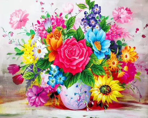[CS-MTL085] Set Punto de Cruz -Ramo de Colores- 32 x 40 cm. Figured´Art