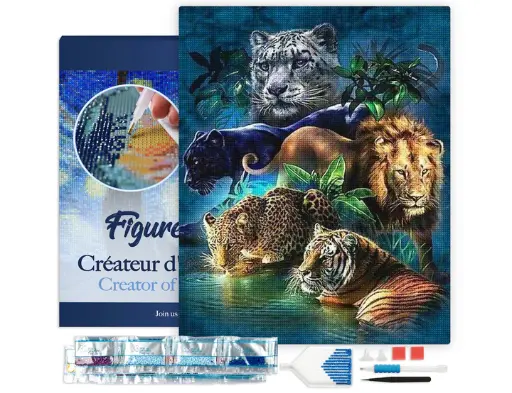 [DP-006-Y] Pintar con Diamantes -Los Animales de la Selva- Bastidor 40 x 50 cm. Figured´Art