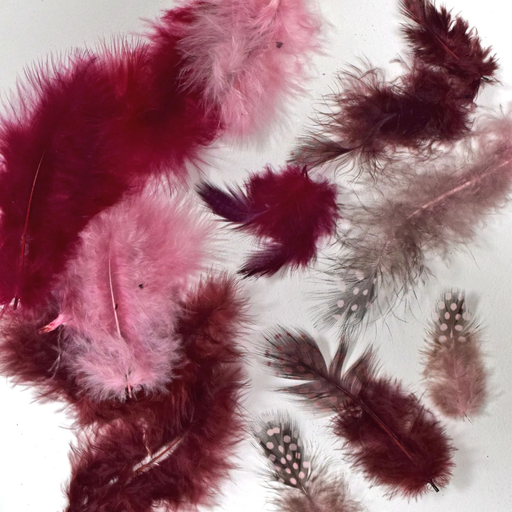 [12229-2909] Plumas Marabú y Guinea 5-13 cm. -Wine- (18 pzs.)