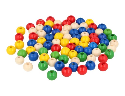 [1175-10MM-MULTI] Cuentas Bolas Madera 10 mm. Colores Surtidos (1.000 pzs. aprox.)