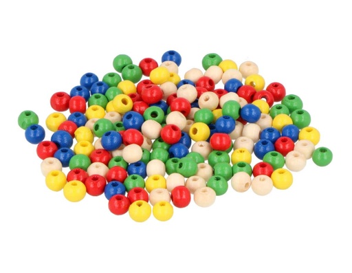 [E4150-06] Cuentas Bolas Madera 6 mm. Colores Surtidos (215 pzs. aprox.)