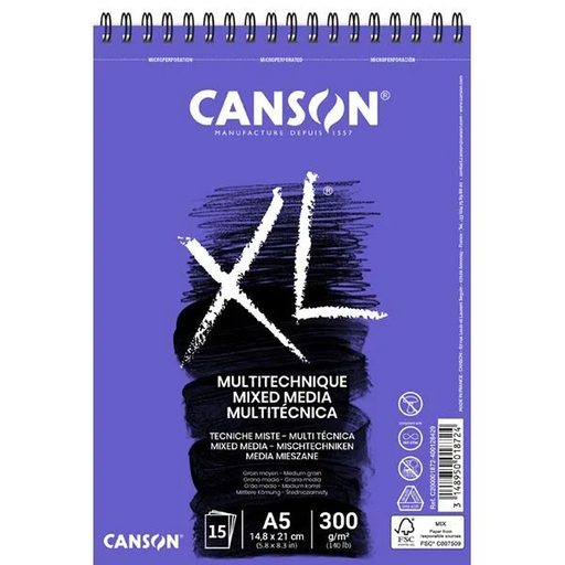 [200001872] Bloc -XL Mix Media- 30 Hojas A5 14,8 x 21 cm. 300 gr. Canson