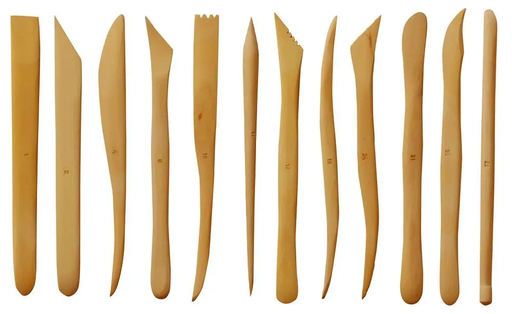 Palillo Doble Modelar Madera Pulida 20 cm.