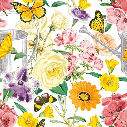 Servilleta 33 x 33 cm. -Flores y Mariposas-