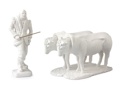 [ALA 0504] Figuras Pastor y Bueyes 20 cm. (2 pzs.)  Escayola