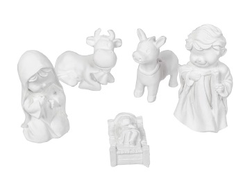 [ALA 0520] Figuras Nacimiento Infantil 12 cm. (5 pzs.) Escayola