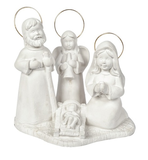 [ALA 0120] Nacimiento Escayola Infantil con Angel 16 cm.