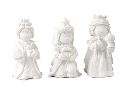 [ALA 0912] Figuras Reyes Magos Infantil 12 cm. (3 pzs.) Escayola