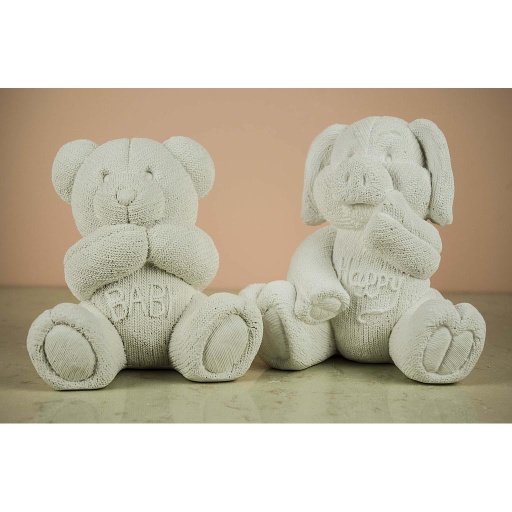 [ALA 3809] Osito y Cerdito 16 cm. (2 pzs.) Escayola