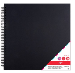 [PD140-03] Bloc Scrap Espiral 20 Hojas 30 x 30 cm. 200 gr. Color Negro Reciclado