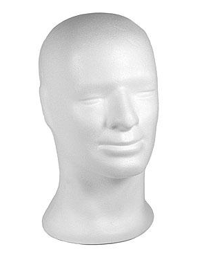 [A3693] Cabeza Poliestireno Masculina 20 x 31 cm.