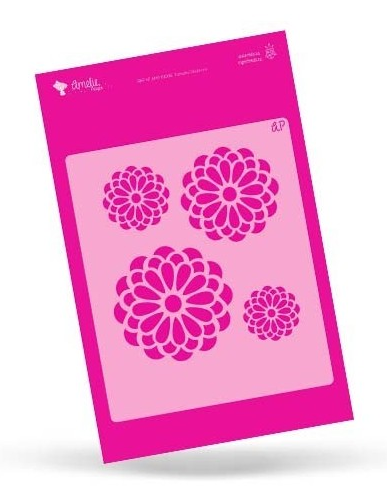 [AMP01006] Plantilla Stencil 13 x 13 cm. -Flores- Amelie