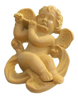 [1064] Aplique Poliuretano -Angel con Flauta- 18 x 13 cm.