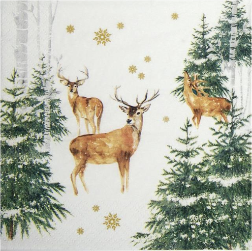 Servilleta 33 x 33 cm. -Ciervos Navidad-