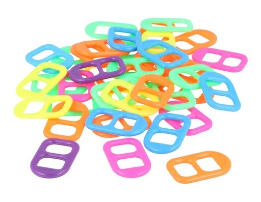 [E7554] Cuentas Plástico -Legüetas- Flúor 25 x 15 mm. (200 pzs.)