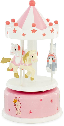 [45565] Carrusel / Tiovivo Musical Caballitos -Rosa y Blanco- Mini
