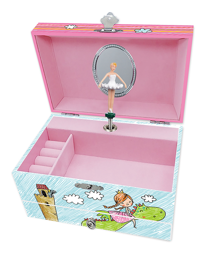 [43514] Caja Joyero Musical con Cajón -Niña Dragón-