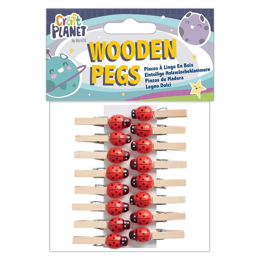 [CPT 668009] Pinzas Madera 30 mm. -Mariquitas- (16 pzs.)
