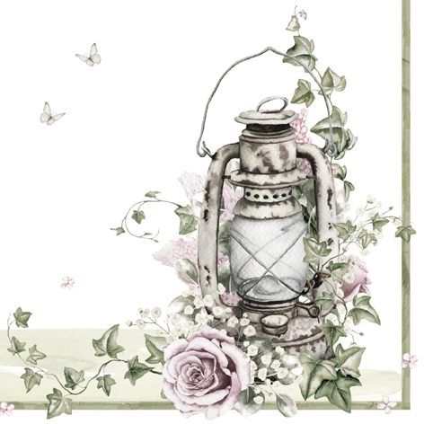 Servilleta 33 x 33 cm. -Shabby Rose & Lantern-