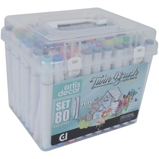 [0616300080] Rotuladores -Twin Brush- Doble Punta Base Alcohol (80 Colores) Artis Decor