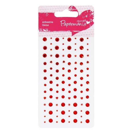 [PMA 351404] Set 104 Piedras Adhesivas Formas Surtidas -Rojas- Docrafts