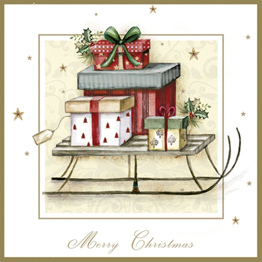 Servilleta 33 x 33 cm. -Merry Christmas Sleigh-