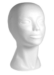 [A3692] Cabeza Poliestireno Femenina 16 x 29 cm.