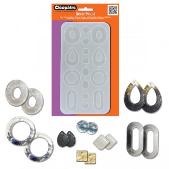 [LCC19-M2] Molde para Resinas Pendientes y Colgantes 11,5 x 20,0 cm. (16 pzs.) Cleopatre