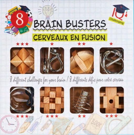 [473360] Set 8 Rompecabezas Madera / Metal -Brain Busters- Eureka