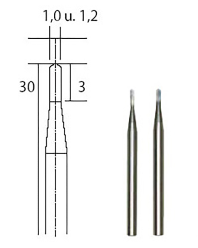 [28320] Brocas / Fresas Metal Duro 1,0 / 1,2 mm. (2 pzs.) Proxxon