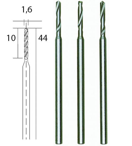 [28858] Brocas Tungteno Vanadio Espiral 1,6 mm. (3 pzs.) Proxxon