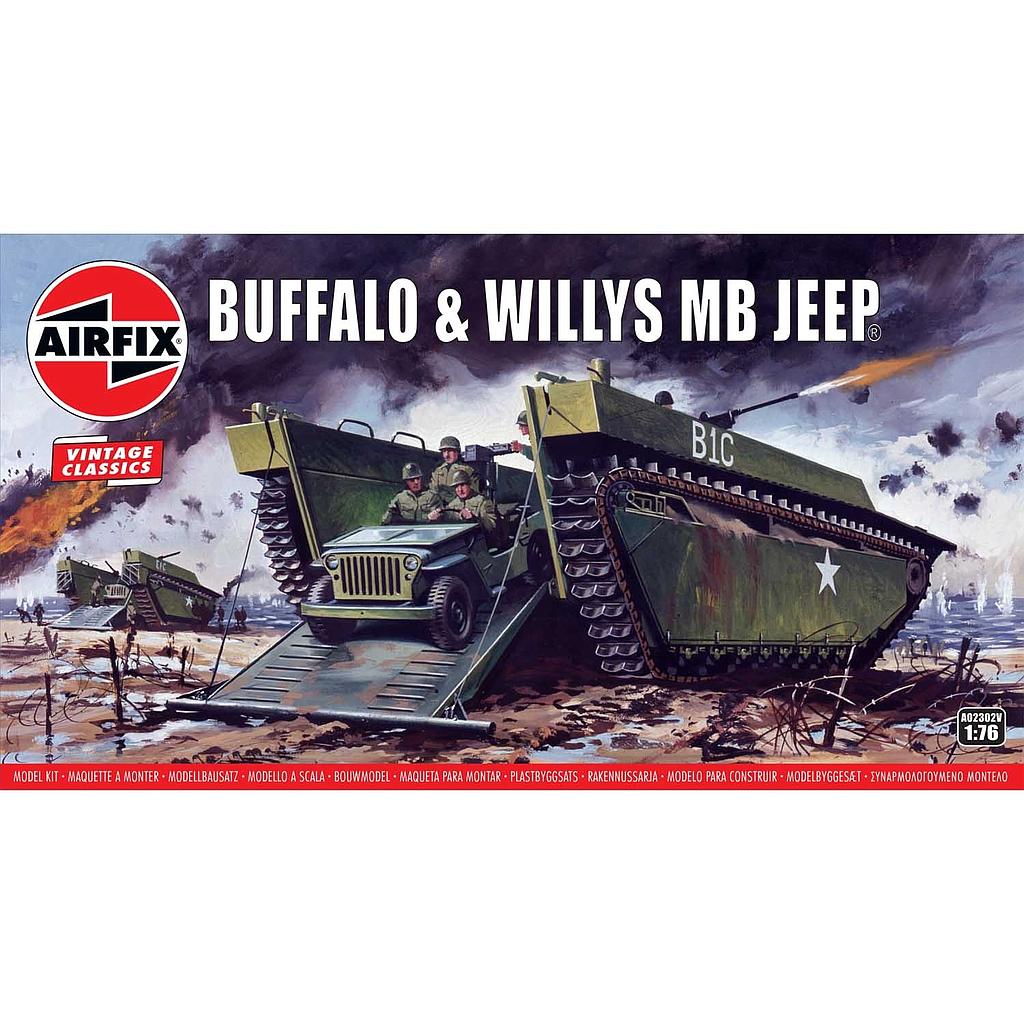 [A02302V] Vehículos 1/76 -Buffalo Amphibian + Jeep Willys MB- Airfix