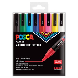 [182634670] Estuche 8 Rotulador Marcador PC3M -Colores Básicos- Posca