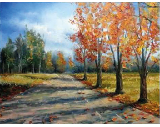 [0616008270] Pintar Por Números -Paisaje Camino Otoño- Bastidor 30 x 40 cm. (25 pzs.)