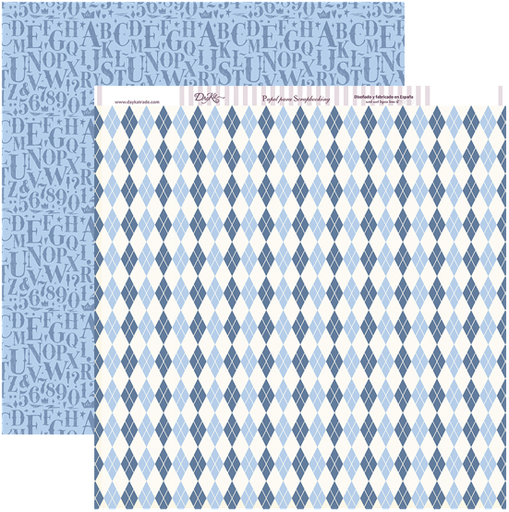 [SCP-246] Hoja Scrap 30,5 x 30,5 cm. -Fondo Rombos / Letras Azul- Dayka