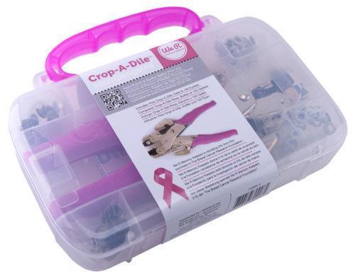 [70908-4] Estuche Cropadile Rosa Perforador / Remachador + 100 Ojales We R Memory Keepers