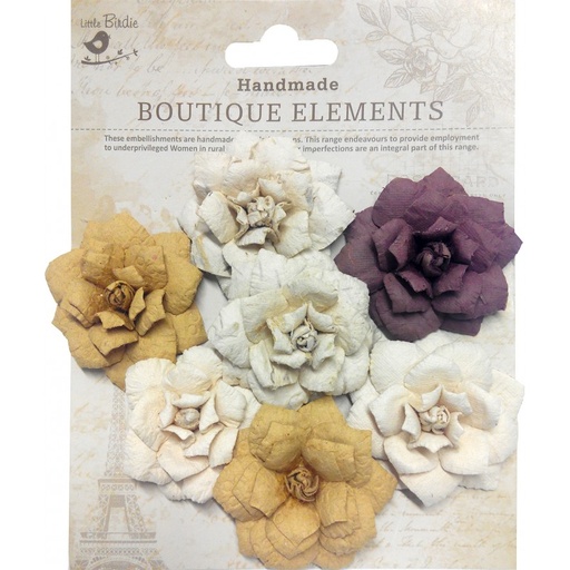 [44] Flores Papel 6 cm. -Rosas Vintage- (7 pzs.) Little Birdie