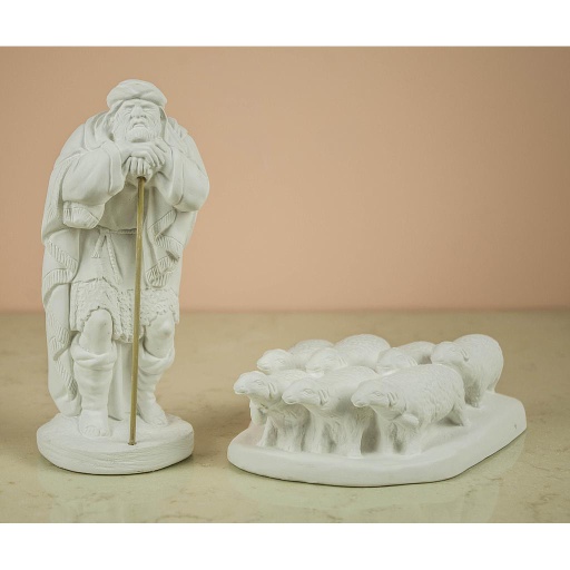 [ALA 0106] Pastor con Rebaño 19 cm. (2 pzs.) Escayola