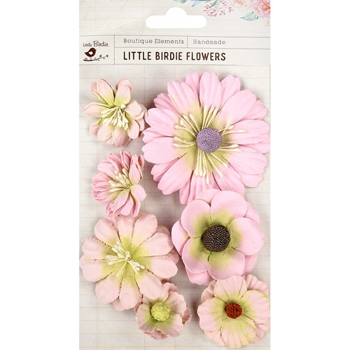 [59] Flores Papel -Jamie Pearl Pink- (7 pzs.) Little Birdie